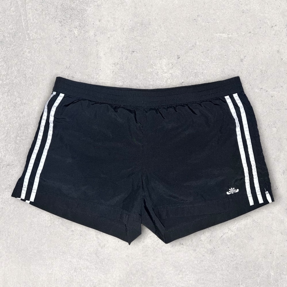 Old Navy Black Athletic Shorts with White Stripes